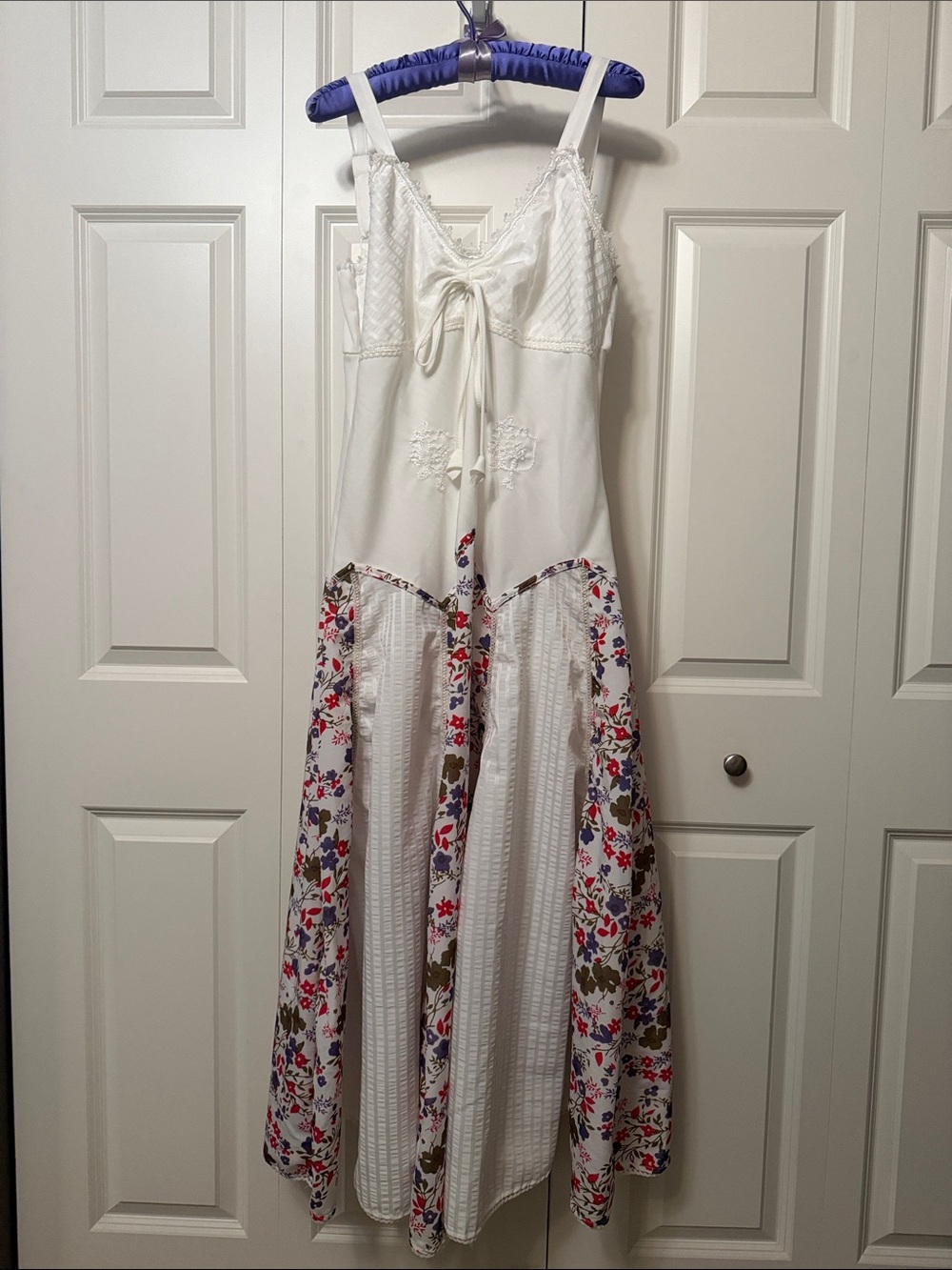 EARTHBOUND White Maxi Dress with Multicolor Floral Panels